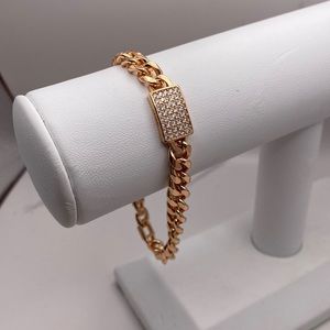 Rose gold and sterling 925 cuban cz Id bracelet.